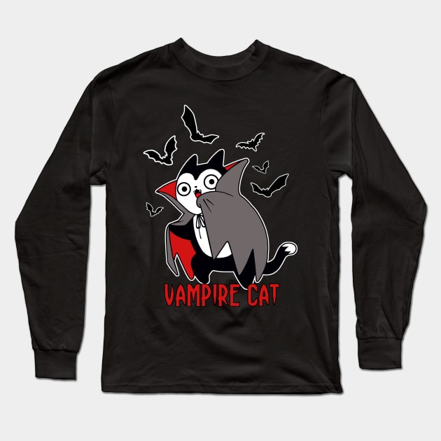 Vampire Cat Long Sleeve T-Shirt by SarahJoncas